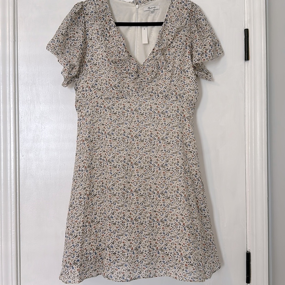 Madewell Silk Ruffle-Neck Mini Dress - Picture 2 of 3